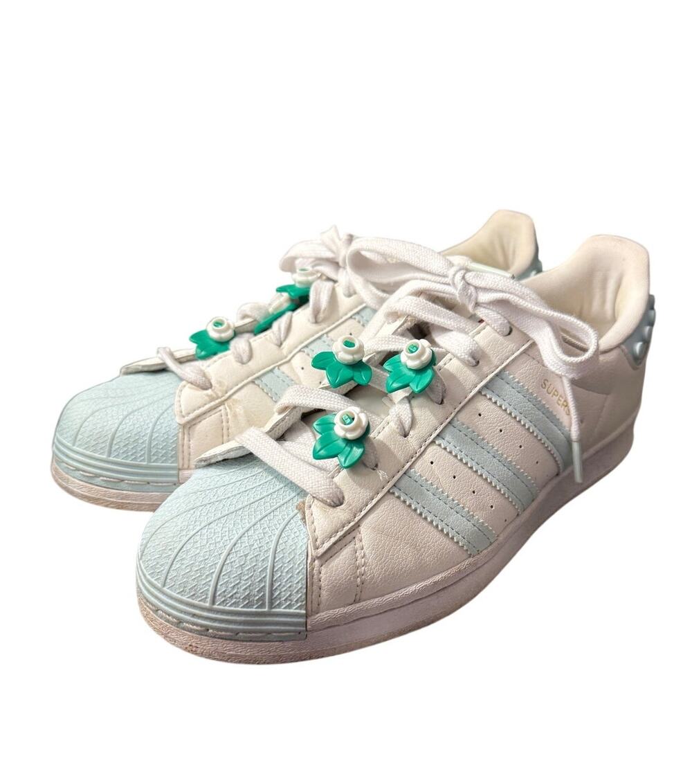 Adidas x LEGO Superstar Clear White Ice Mint Sneakers Women's 7.5 GX7206 Flowers